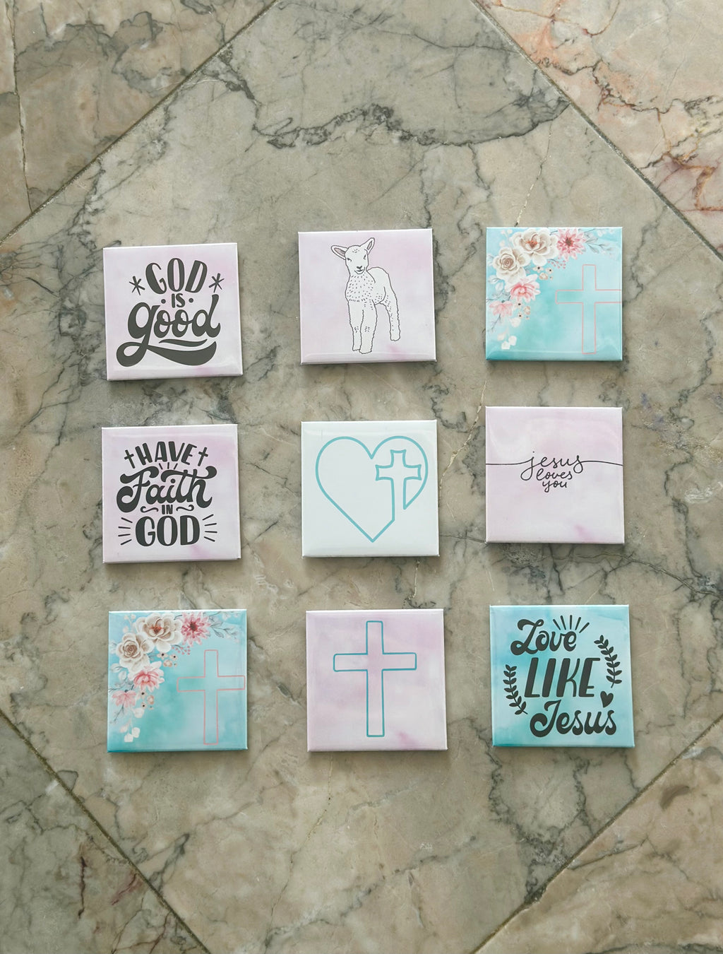 2" x 2" Faith Based Magnets 9 pack