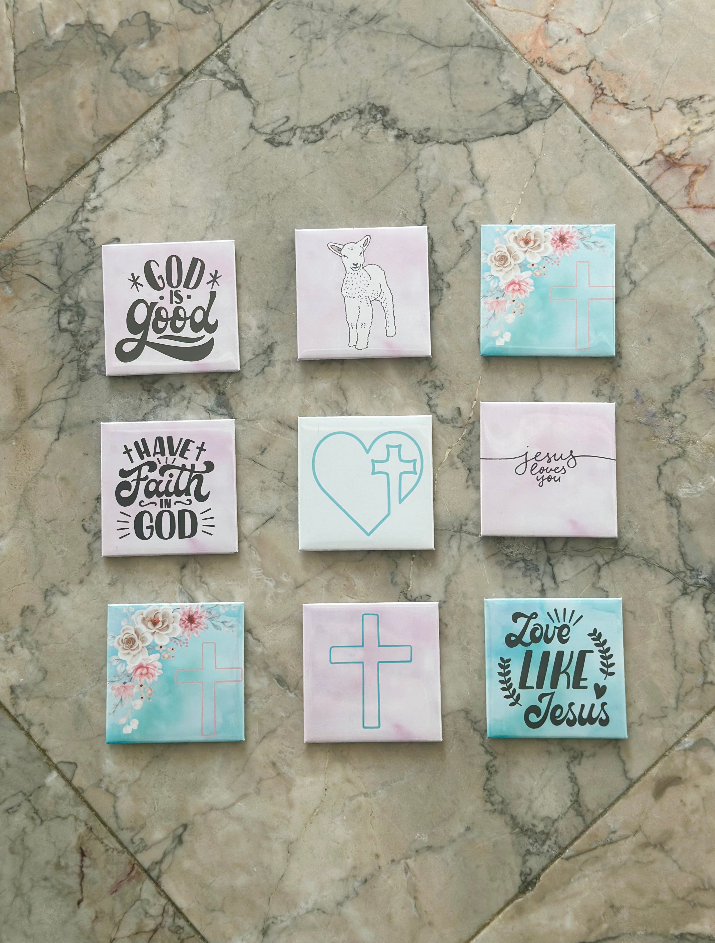 2" x 2" Faith Based Magnets 9 pack