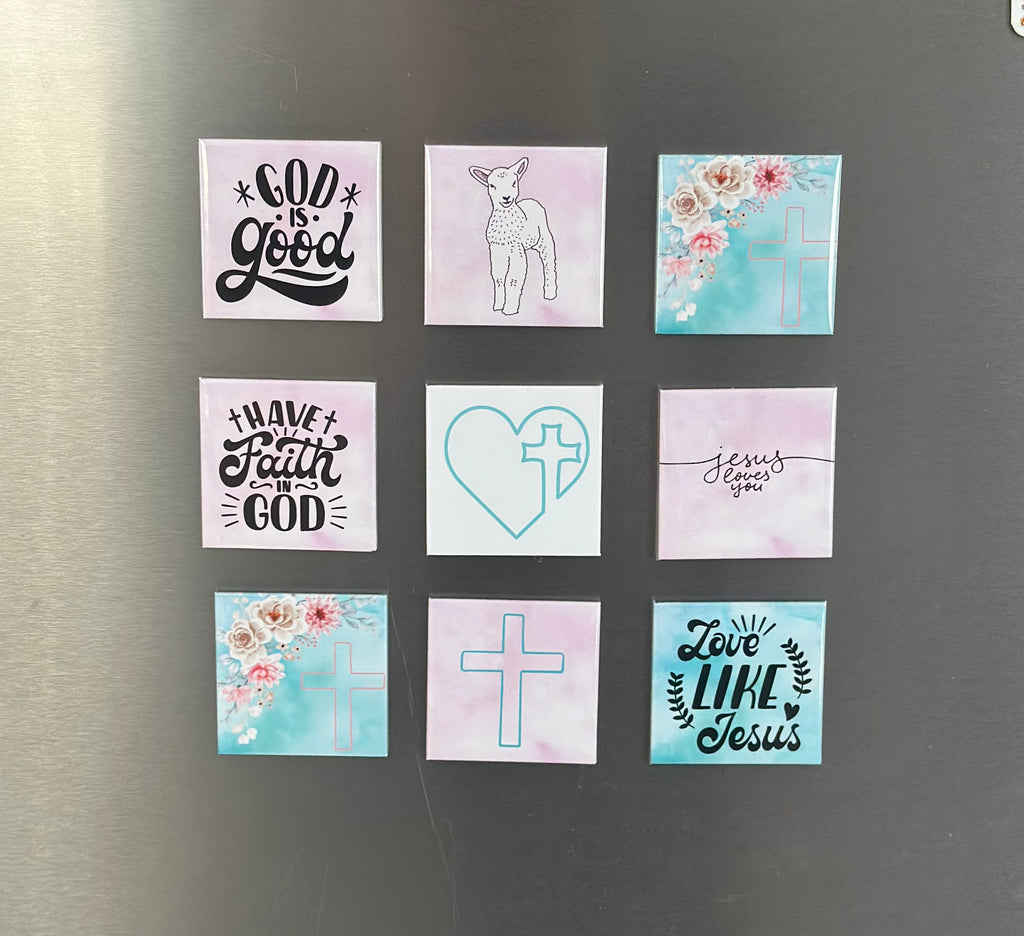 2" x 2" Faith Based Magnets 9 pack